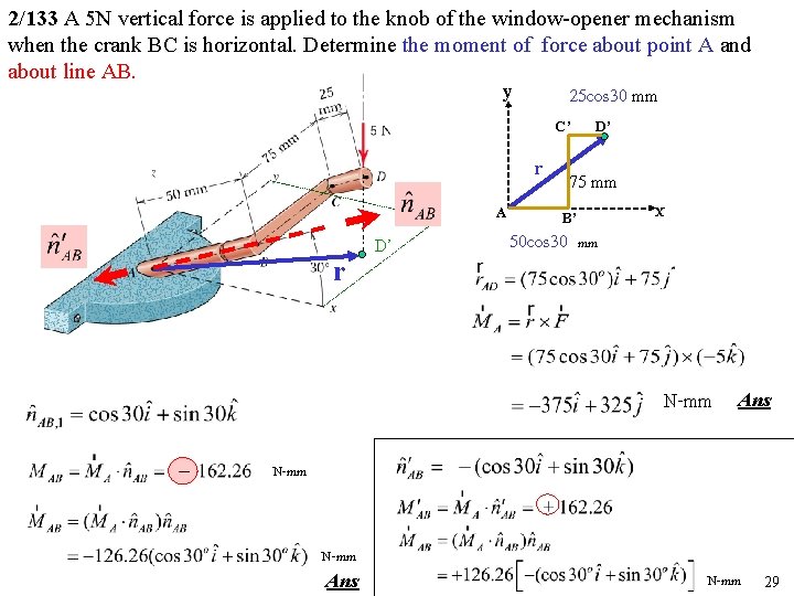 2/133 A 5 N vertical force is applied to the knob of the window-opener