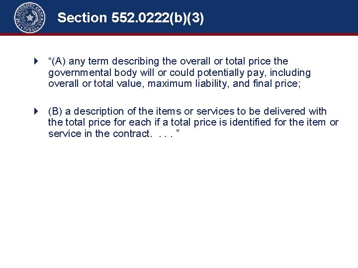 Section 552. 0222(b)(3) 4 “(A) any term describing the overall or total price the