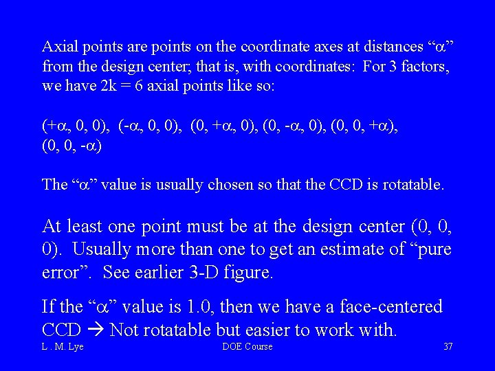 Axial points are points on the coordinate axes at distances “a” from the design