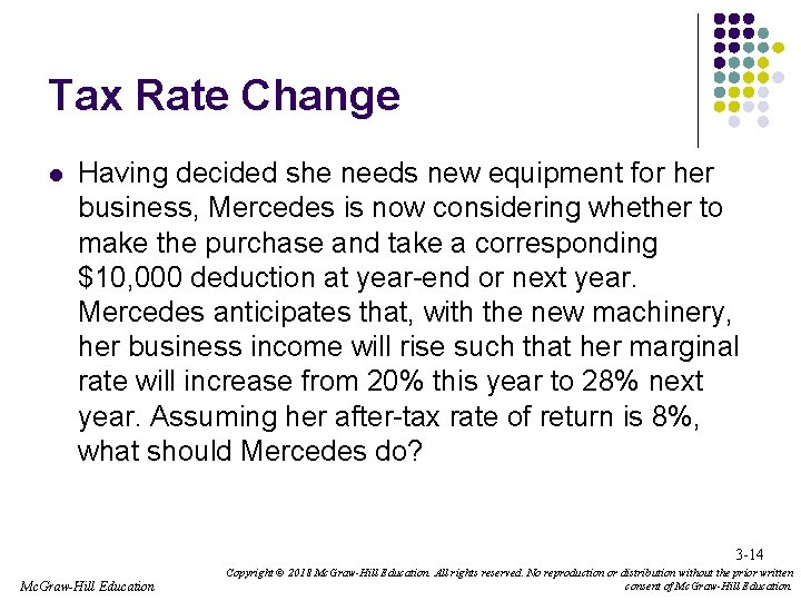 Tax Rate Change l Having decided she needs new equipment for her business, Mercedes Tax Rate Change l Having decided she needs new equipment for her business, Mercedes