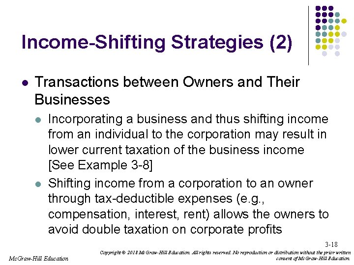 Income-Shifting Strategies (2) l Transactions between Owners and Their Businesses l l Incorporating a Income-Shifting Strategies (2) l Transactions between Owners and Their Businesses l l Incorporating a