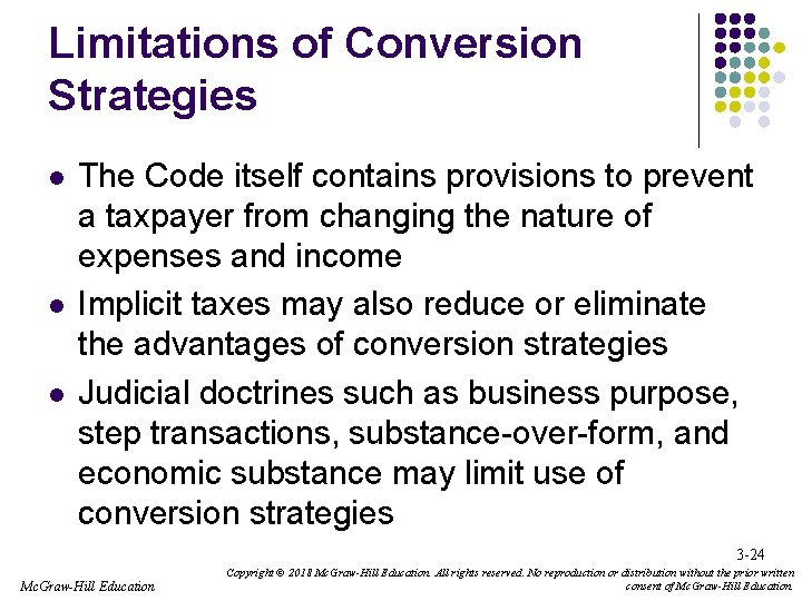 Limitations of Conversion Strategies l l l The Code itself contains provisions to prevent