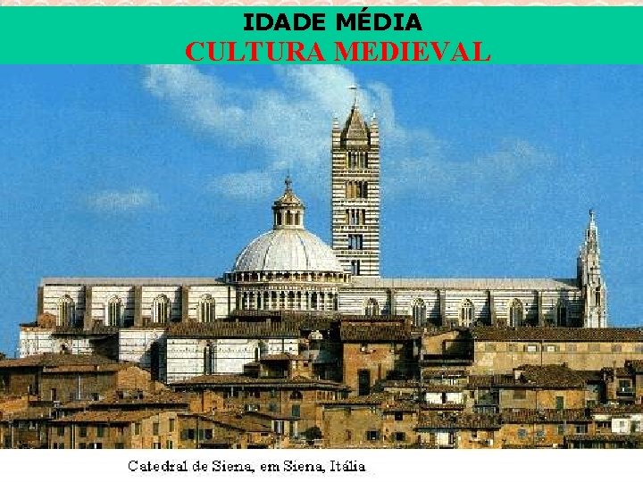 IDADE MÉDIA CULTURA MEDIEVAL 