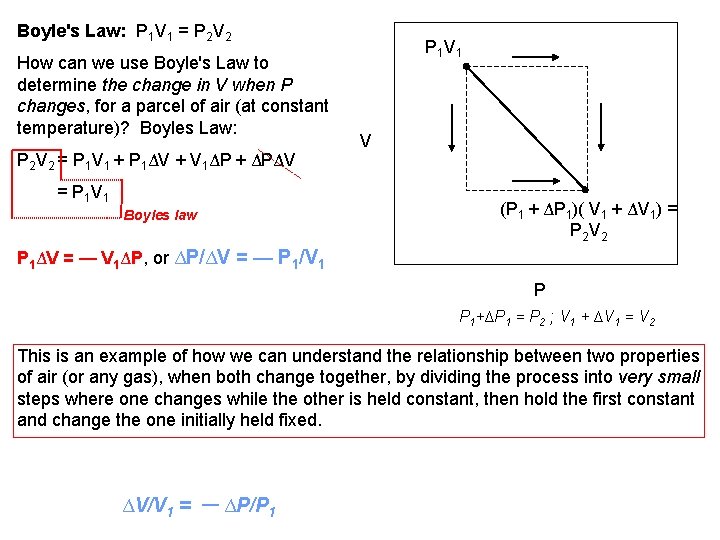 Boyle's Law: P 1 V 1 = P 2 V 2 How can we