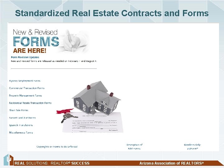 Standardized Real Estate Contracts and Forms REAL SOLUTIONS. REALTOR® SUCCESS Arizona Association of REALTORS®