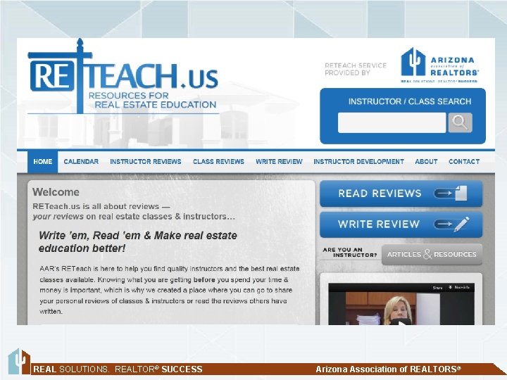 REAL SOLUTIONS. REALTOR® SUCCESS Arizona Association of REALTORS® 