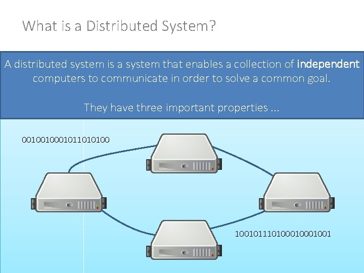 What is a Distributed System? A distributed system is a system that enables a