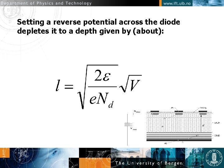 Setting a reverse potential across the diode depletes it to a depth given by