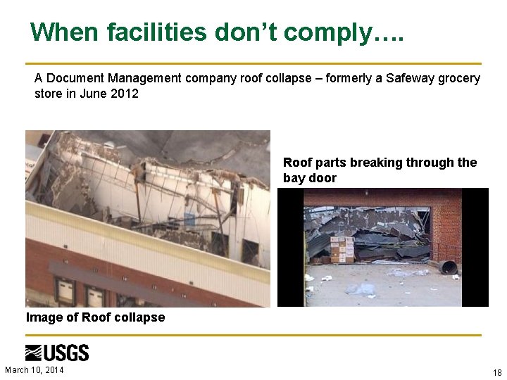 When facilities don’t comply…. A Document Management company roof collapse – formerly a Safeway
