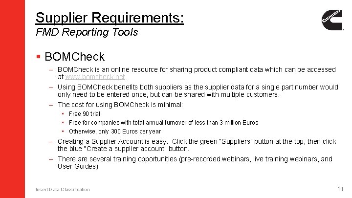 Supplier Requirements: FMD Reporting Tools § BOMCheck – BOMCheck is an online resource for Supplier Requirements: FMD Reporting Tools § BOMCheck – BOMCheck is an online resource for