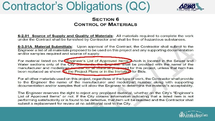 Contractor’s Obligations (QC) 