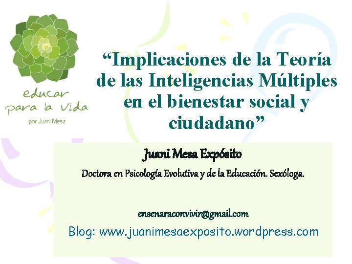 “Implicaciones de la Teoría de las Inteligencias Múltiples en el bienestar social y ciudadano”