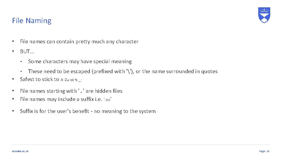 File Naming • File names can contain pretty much any character • BUT. . File Naming • File names can contain pretty much any character • BUT. .