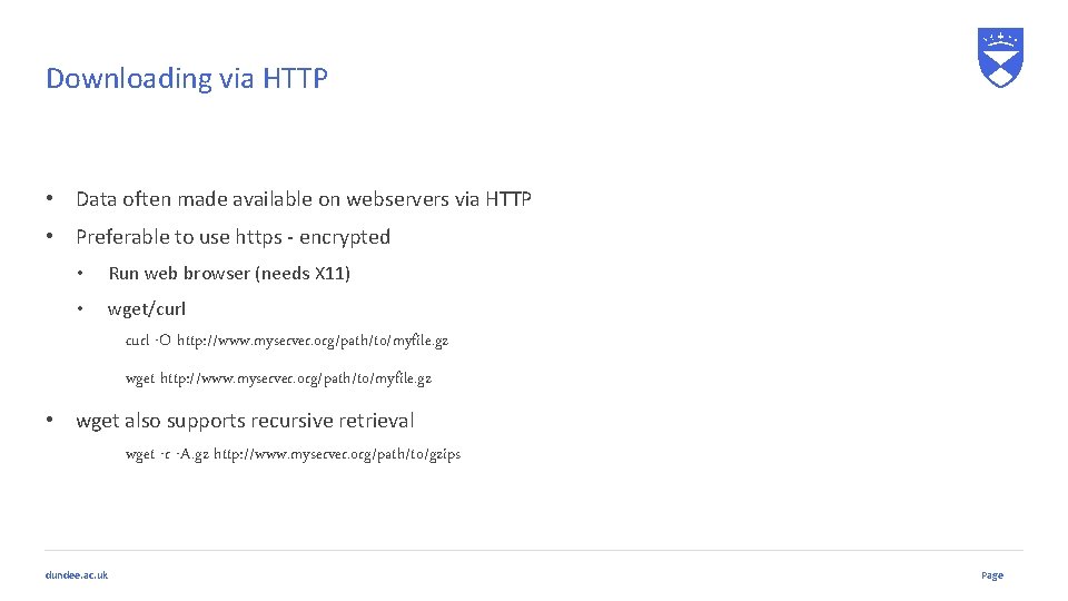 Downloading via HTTP • Data often made available on webservers via HTTP • Preferable Downloading via HTTP • Data often made available on webservers via HTTP • Preferable