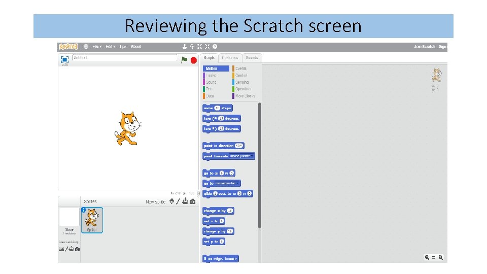 Reviewing the Scratch screen Reviewing the Scratch screen