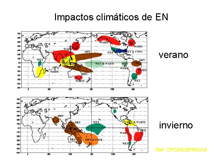 Impactos climáticos de EN verano invierno Ref: CPC/NCEP/NOAA 