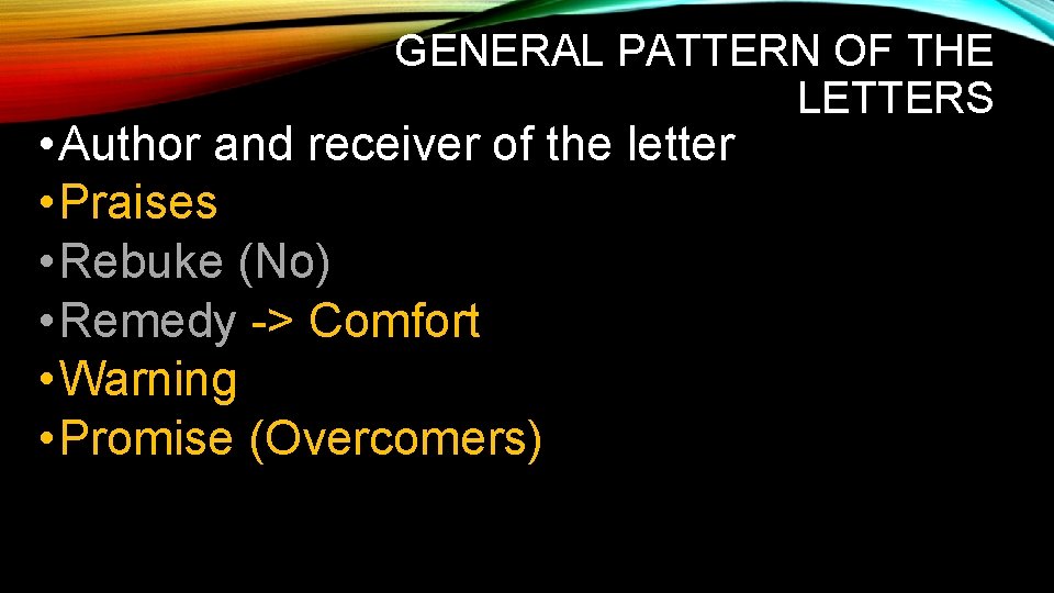  GENERAL PATTERN OF THE LETTERS • Author and receiver of the letter •