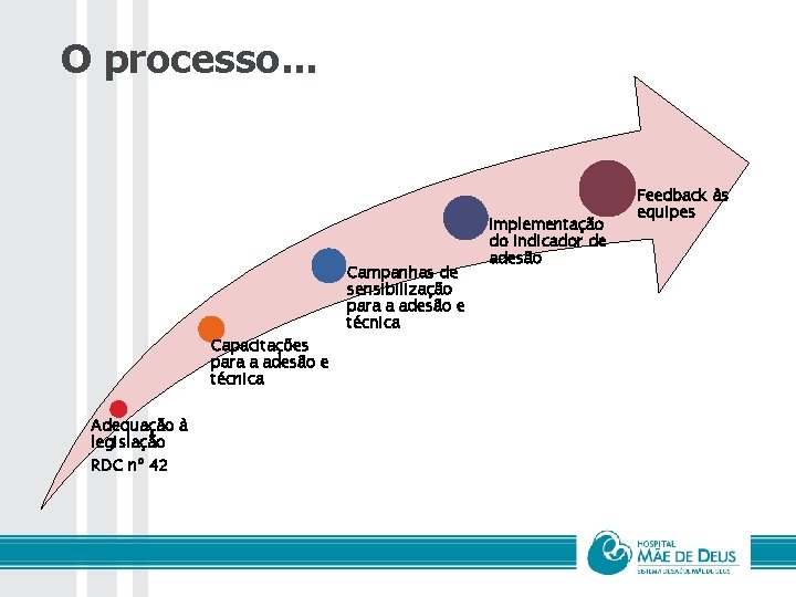 O processo. . . Capacitações para a adesão e técnica Adequação à legislação RDC