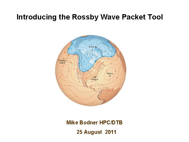 Introducing the Rossby Wave Packet Tool Mike Bodner HPC/DTB 25 August 2011 