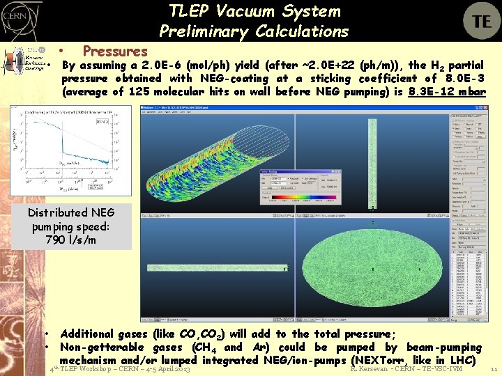  • • Pressures TLEP Vacuum System Preliminary Calculations By assuming a 2. 0