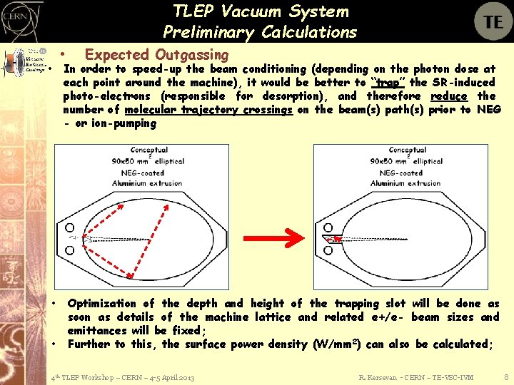 TLEP Vacuum System Preliminary Calculations • • Expected Outgassing In order to speed-up the