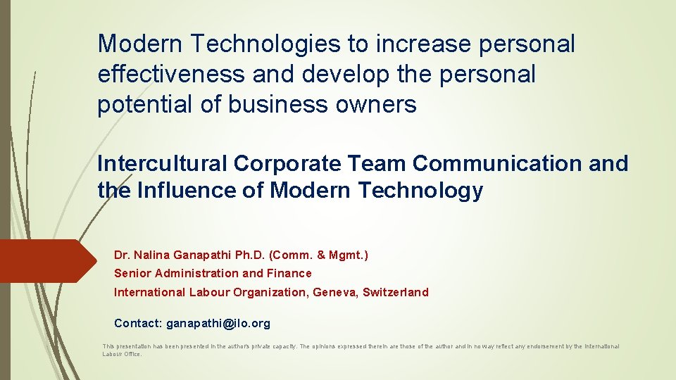 Modern Technologies to increase personal effectiveness and develop the personal potential of business owners