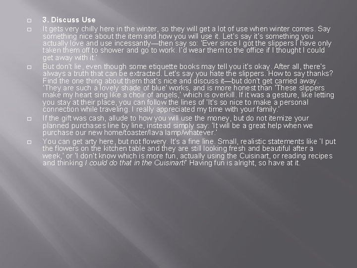 � � � 3. Discuss Use It gets very chilly here in the winter,