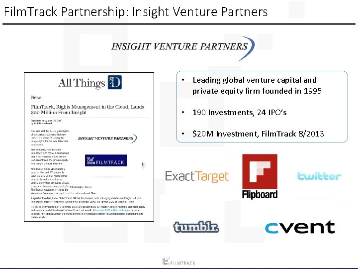 Film. Track Partnership: Insight Venture Partners • Leading global venture capital and private equity