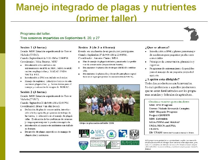 Manejo integrado de plagas y nutrientes (primer taller) 