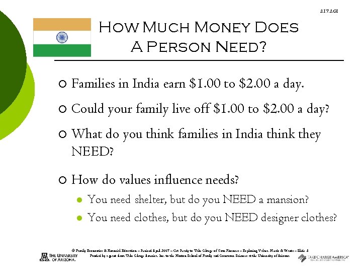 2. 17. 2. G 1 How Much Money Does A Person Need? ¡ Families