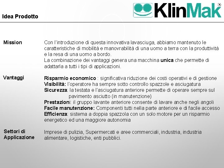 Idea Prodotto Mission Con l’introduzione di questa innovativa lavasciuga, abbiamo mantenuto le caratteristiche di