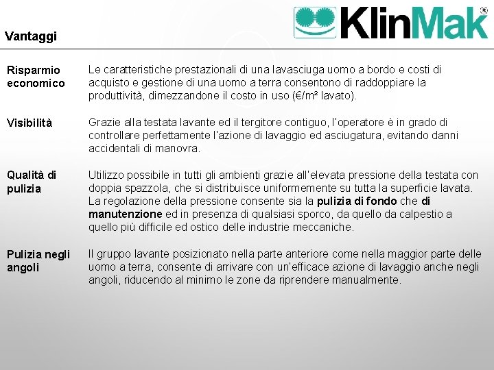 Vantaggi Risparmio economico Le caratteristiche prestazionali di una lavasciuga uomo a bordo e costi
