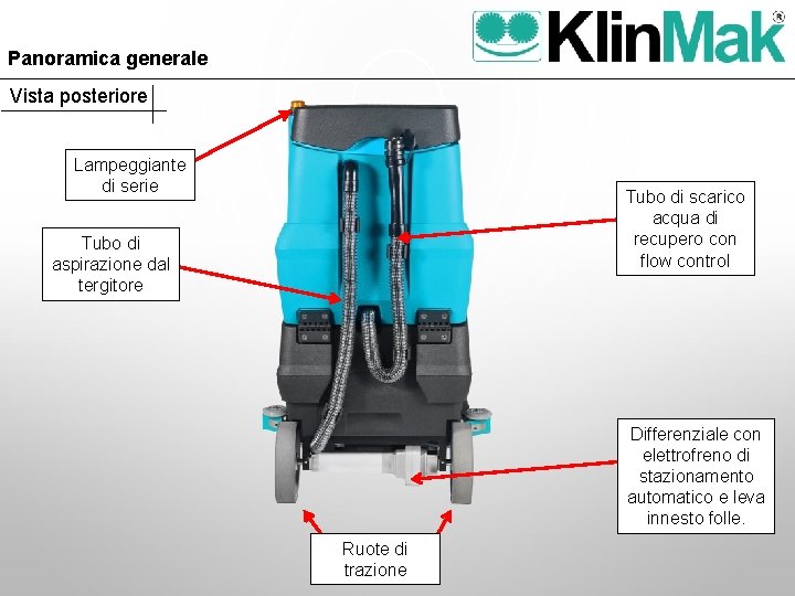 Panoramica generale Vista posteriore Lampeggiante di serie Tubo di scarico acqua di recupero con