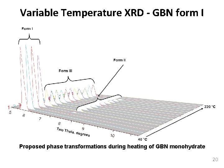 Variable Temperature XRD - GBN form I Proposed phase transformations during heating of GBN