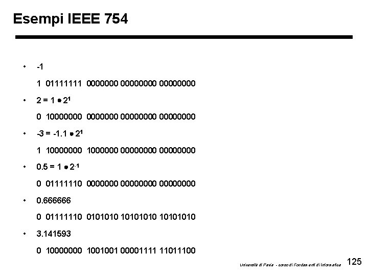 Esempi IEEE 754 • -1 1 01111111 00000000 • 2 = 1 21 0