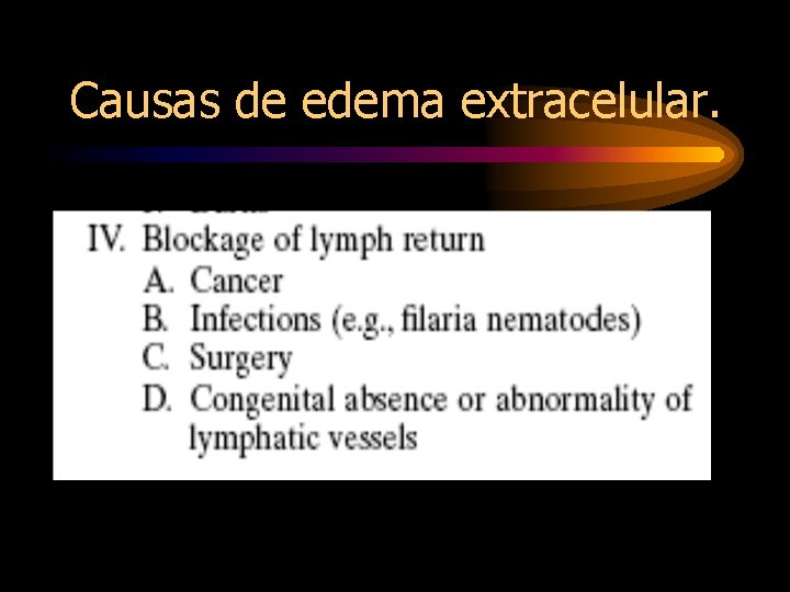 Causas de edema extracelular. 