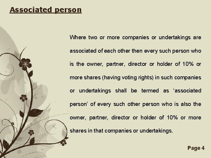 Associated person Where two or more companies or undertakings are associated of each other