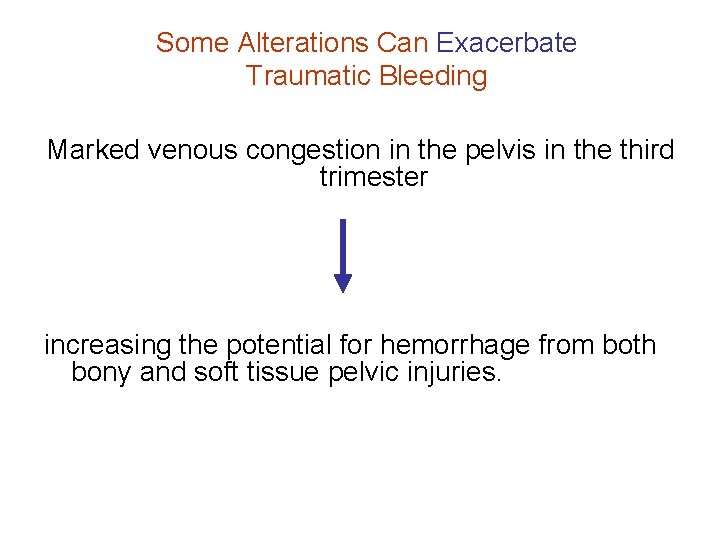 Some Alterations Can Exacerbate Traumatic Bleeding Marked venous congestion in the pelvis in the
