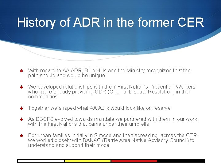 History of ADR in the former CER S With regard to AA ADR, Blue