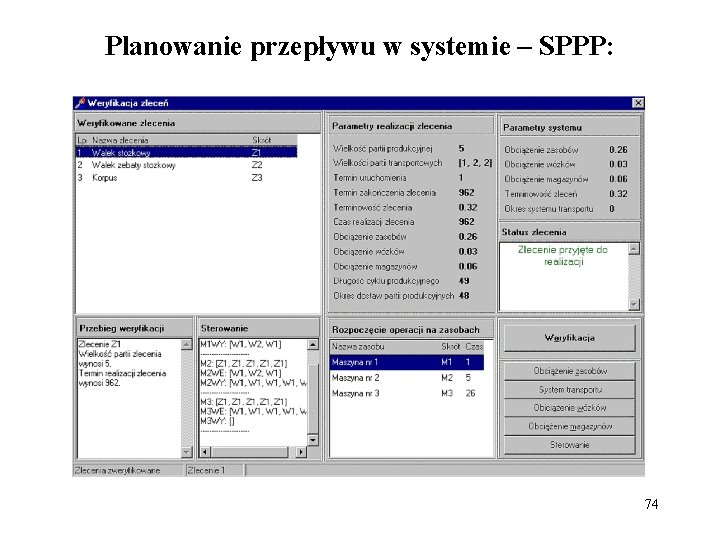 Planowanie przepływu w systemie – SPPP: 74 