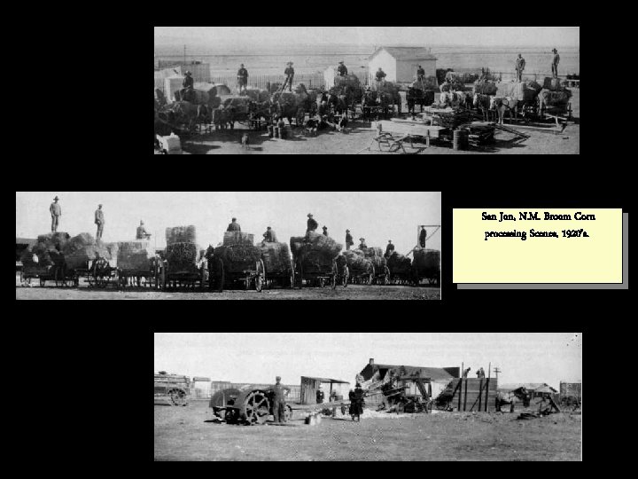 San Jon, N. M. Broom Corn processing Scenes, 1920’s. 