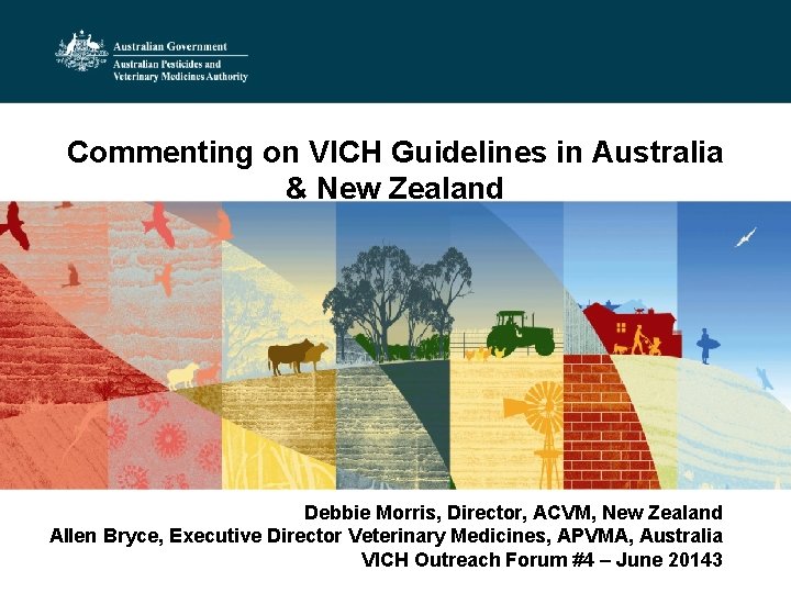 Commenting on VICH Guidelines in Australia & New Zealand Debbie Morris, Director, ACVM, New