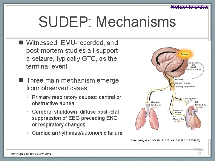 Return to index SUDEP: Mechanisms n Witnessed, EMU-recorded, and post-mortem studies all support a