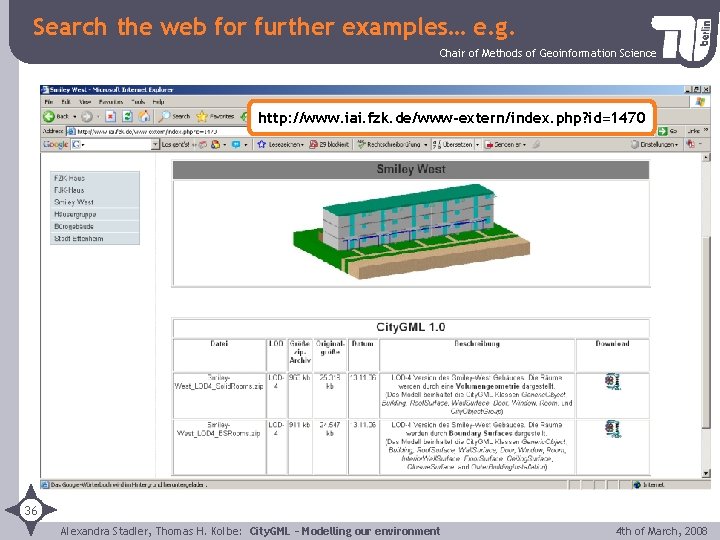 Search the web for further examples… e. g. Chair of Methods of Geoinformation Science
