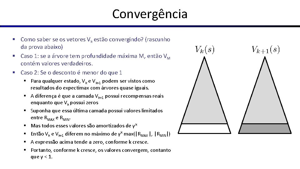 Convergência § Como saber se os vetores Vk estão convergindo? (rascunho da prova abaixo)