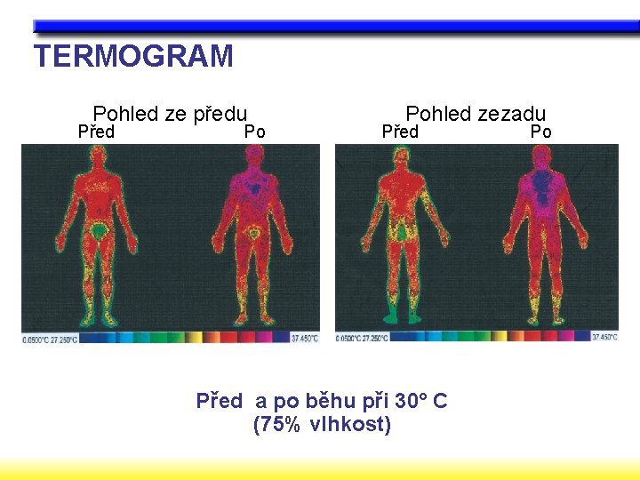 TERMOGRAM Pohled ze předu Před Po Pohled zezadu Před a po běhu při 30°