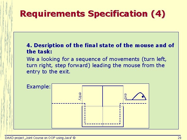 Requirements Specification (4) 4. Desription of the final state of the mouse and of Requirements Specification (4) 4. Desription of the final state of the mouse and of