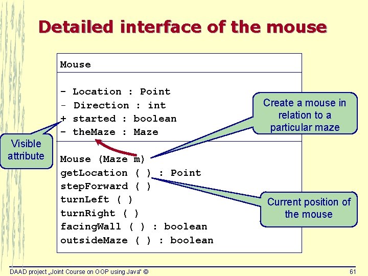 Detailed interface of the mouse Mouse Visible attribute + - Location : Point Direction Detailed interface of the mouse Mouse Visible attribute + - Location : Point Direction