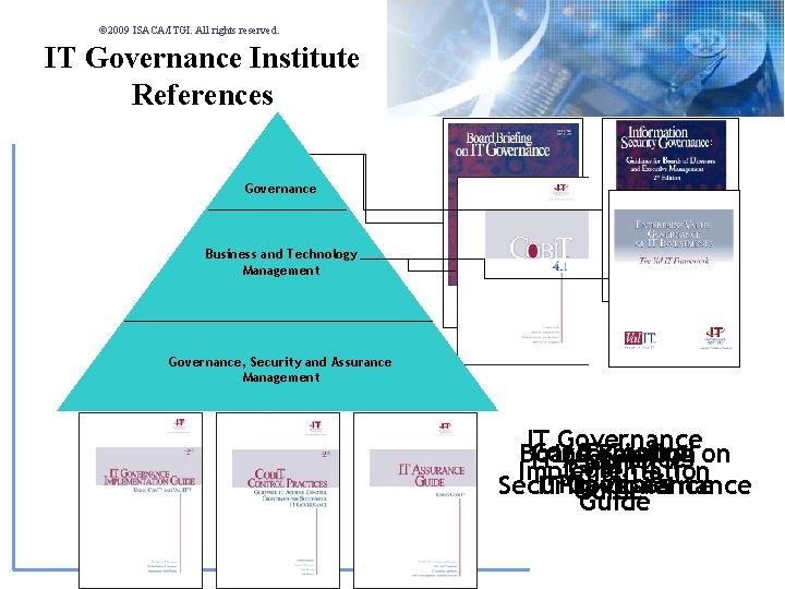 © 2009 ISACA/ITGI. All rights reserved. IT Governance Institute References Governance Business and Technology © 2009 ISACA/ITGI. All rights reserved. IT Governance Institute References Governance Business and Technology