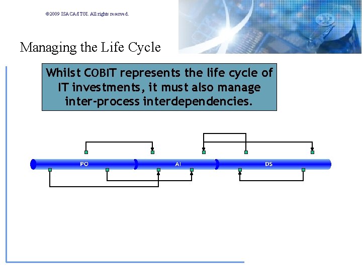 © 2009 ISACA/ITGI. All rights reserved. Managing the Life Cycle Whilst COBIT represents the © 2009 ISACA/ITGI. All rights reserved. Managing the Life Cycle Whilst COBIT represents the